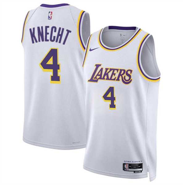 Men%27s Los Angeles Lakers #4 Dalton Knecht White 2024 Draft Association Edition Stitched Basketball Jersey Dzhi->los angeles lakers->NBA Jersey
